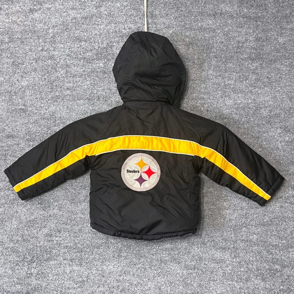 NFL Pittsburgh Steelers Puffer Jacket Toddler 3T Black Yellow Hooded Parka Coat